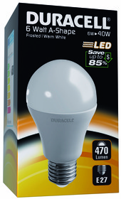 Duracell LED-Leuchte Standardform E27 matt 6W (wie 40W) warmweiß A5