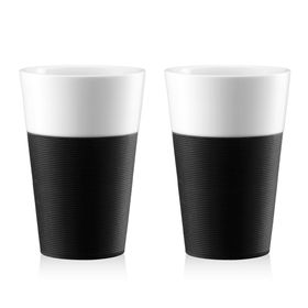 Bodum 2 Stk. Tasse mit Silikonband 0.6l, BISTRO, schwarz