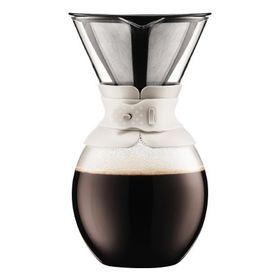 Bodum Kaffeebereiter mit Permanent Edelstahl Kaffeefilter, 12 Tassen, 1.5 l, Cremefarben