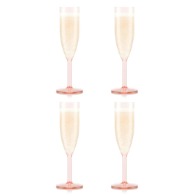 Bodum 4 Champagner-Gläser aus resistentem und wiederverwendbarem Kunststoff, 0.12l, Strawberry