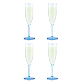 Bodum 4 Champagner-Gläser aus resistentem und wiederverwendbarem Kunststoff, 0.12l, Blue Moon