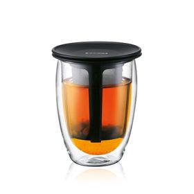 Bodum TEA FOR ONE, Teeglas mit Kunststofffilter, doppelwandig, 0.3