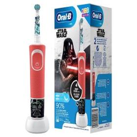 Oral-B Kids Star Wars Elektrische Zahnbürste für Kinder ab 3 Jahren, extra weiche Borsten, 2 Putzprogramme inkl. Sensitiv, Timer, 4 Star Wars-Sticker, rot