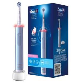 Oral-B Pro 3 3000 Elektrische Zahnbürste mit visueller 360° Andruckkontrolle für extra Zahnfleischschutz, 3 Putzmodi inkl. Sensitiv, Timer, blau