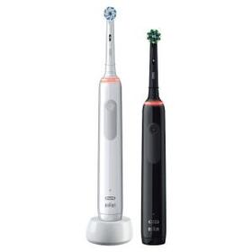 Oral-B Pro 3 3900 Doppelpack Elektrische Zahnbürsten mit visueller 360° Andruckkontrolle für extra Zahnfleischschutz, 3 Putzmodi inkl. Sensitiv, Timer, weiß/schwarz