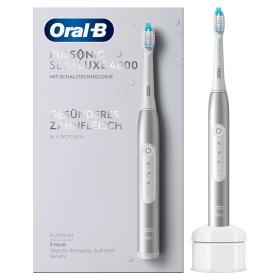 Oral-B Pulsonic Slim Luxe 4000 Elektrische Schallzahnbürste für gesünderes Zahnfleisch in 4 Wochen, mit Sensitiv-Programm und Timer, platin