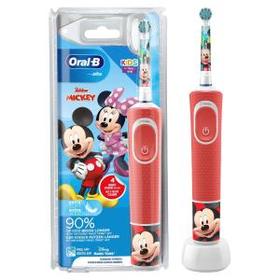 Oral-B Kids Mickey Elektrische Zahnbürste für Kinder ab 3 Jahren, extra weiche Borsten, 2 Putzprogramme inkl. Sensitiv, Timer, 4 Mickey-Sticker, rot