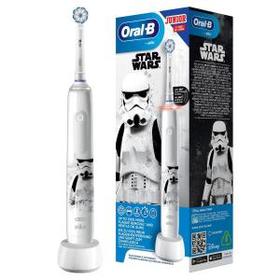 Oral-B Junior Star Wars Elektrische Zahnbürste für Kinder ab 6 Jahren, 360° Andruckkontrolle, weiche Borsten, 2 Putzmodi, Timer, weiß