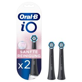 Oral-B iO Sanfte Reinigung Aufsteckbürsten für elektrische Zahnbürste, 2 Stück, schwarz