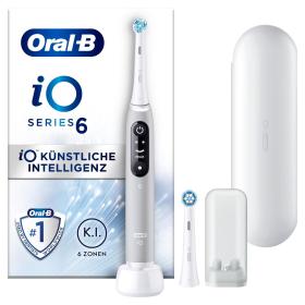 Oral-B iO 6 Elektrische Zahnbürste mit Magnet-Technologie, 2 Aufsteckbürsten, 5 Putzmodi, Display & Reiseetui, grey opal