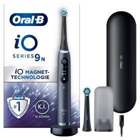 Oral-B iO 9 Elektrische Zahnbürste mit Magnet-Technologie, 2 Aufsteckbürsten, 7 Putzmodi, 3D-Analyse, Farbdisplay & Lade-Reiseetui, black onyx