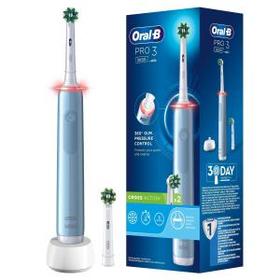 Oral-B Pro 3 3000 Elektrische Zahnbürste mit visueller 360° Andruckkontrolle für extra Zahnfleischschutz, 3 Putzmodi, 2 Aufsteckbürsten, Timer, blau