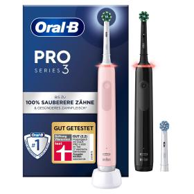 Oral-B Pro 3 3900 Doppelpack Elektrische Zahnbürsten mit 360° Andruckkontrolle für Zahnfleischschutz, 3 Putzmodi, 3 Aufsteckbürsten, schwarz/pink