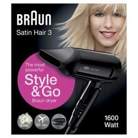 Braun Reise-Haartrockner Satin Hair 3 HD350 Style&Go, klappbar, schwarz