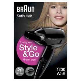 Braun Reise-Haartrockner Satin Hair 1 HD130 Style&Go, klappbar, schwarz