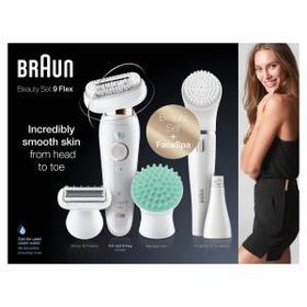 Braun Silk-épil 9 Flex 9300 Beauty-Set – Epilierer für Frauen mit flexiblem Kopf für eine einfachere Haarentfernung, Weiß/Gold
