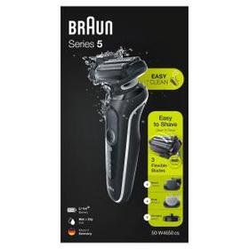 Braun Series 5 50-W4650cs Elektrorasierer für Herren mit Ladestation, 2 EasyClick-Aufsätze, weiß