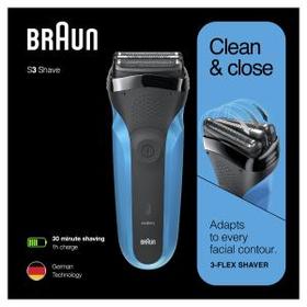 Braun Series 3 310 Elektrorasierer, Wet&Dry Rasierer für Herren, schwarz/blau