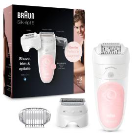 Braun Silk-épil 5 5-620 – Epilierer für Frauen für eine sanfte Haarentfernung, weiß/rosa