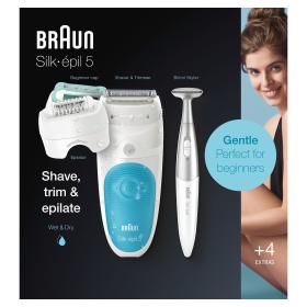 Braun Silk-épil 5 5-810 Epilierer für Frauen für eine sanfte Haarentfernung, weiß/türkis