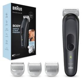 Braun Bodygroomer 3 BG3340, Körperpflege- und Haarentfernungs-Gerät für Herren, mit Sensitiv-Kammaufsatz, Schwarz/Grau