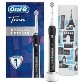 Oral-B Teen Special Edition Elektrische Zahnbürste mit visueller Andruckkontrolle & Smart Coaching, Reise-Etui, ab 12 Jahren, schwarz