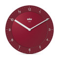 Braun Quarzwanduhr analog rot, 20cm x 3,2cm, leises Uhrwerk