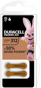 Duracell 6Stck. EasyTab DA312, Hörgerätebatterie, Zinc Air