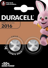 Duracell Lithium CR2016 B2 Knopfzellenbatterie, 2 Stck