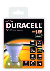 Duracell LED-Leuchte Spot GU10 matt 4W (wie 33W) warmweiß S4