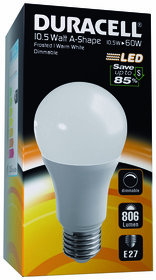 Duracell #LED-Leuchte Standardform E27 matt 10,5W(wie60W) warmweiß A2