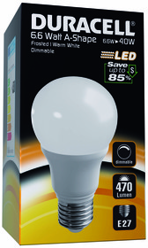 Duracell #LED-Leuchte Standardform E27 matt 6,6W(wie40W) warmweiß A36