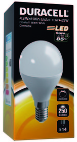 Duracell LED-Leuchte Tropfenform E14 matt 4,3W (wie25W) warmweiß M25