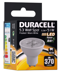 Duracell LED-Leuchte Spot GU10 matt 5,3W (wie 51W) warmweiß S13