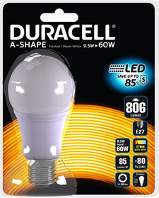 Duracell LED-Leuchte Standardform E27 matt 9,5W (wie60W) warmweiß A7
