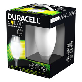 Duracell 4er-Karton Edelstahl-LED Solar Wegleuchte m.Glas 35,6cm hoch
