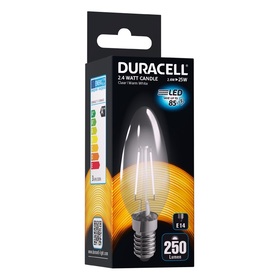 Duracell #LED-Filament-Leuchte Kerzenform E14 klar 2,4W (wie 25W)