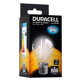 Duracell LED-Filament-Leuchte Standardform E27 klar 6,2W (wie 60W)
