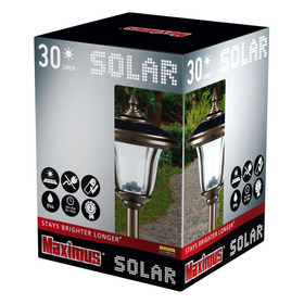 Maximus Edelstahl-LED Solar Wegleuchte mit Glaslinse, 43,93cm hoch